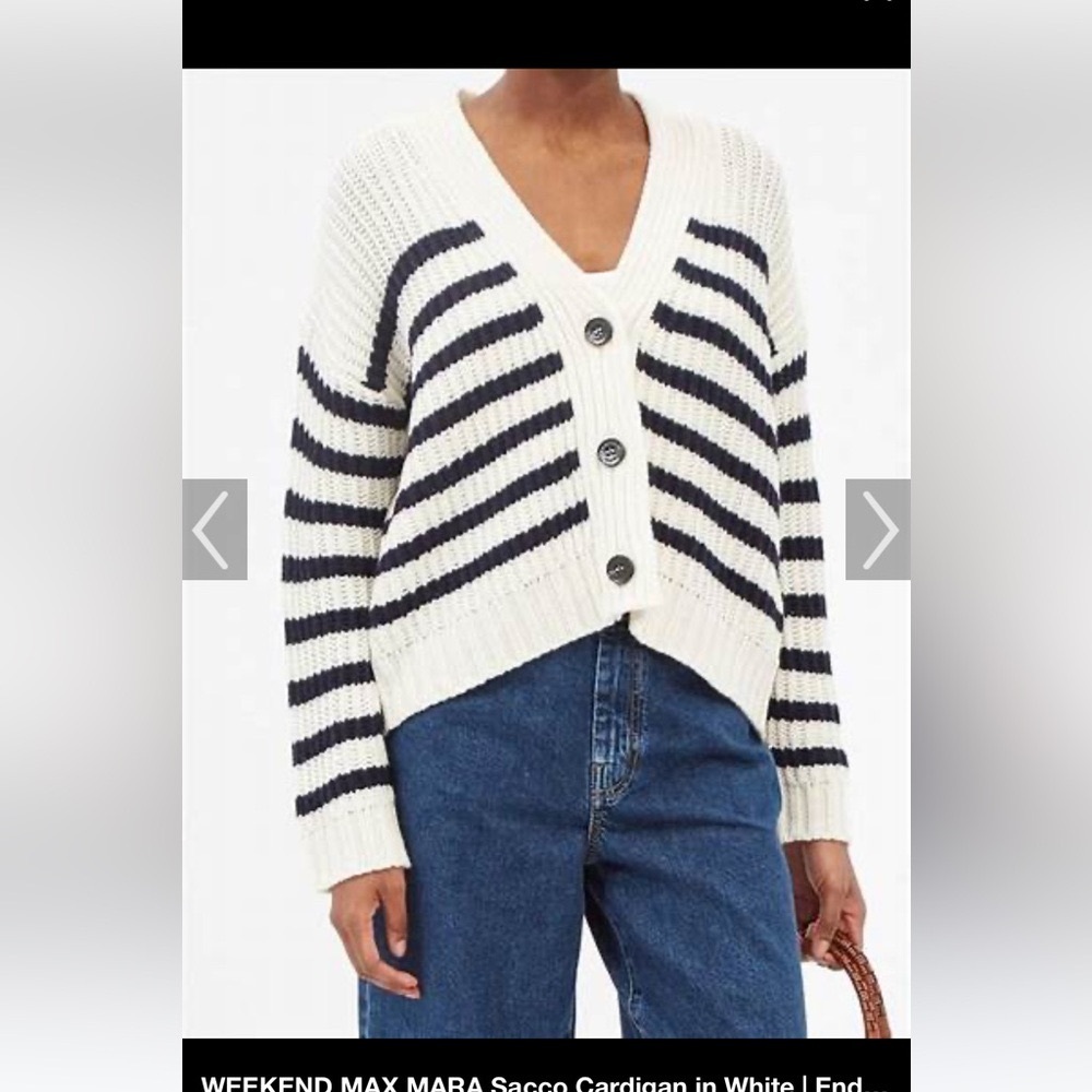 WEEKEND BY MAX MARA T SACCO STRIPED WOOL KNITTED CARDIGAN size Medium